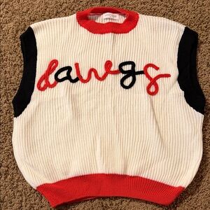 Red and White GA Bulldogs (Dawgs) Sleeveless Sweater Vest/Shirt